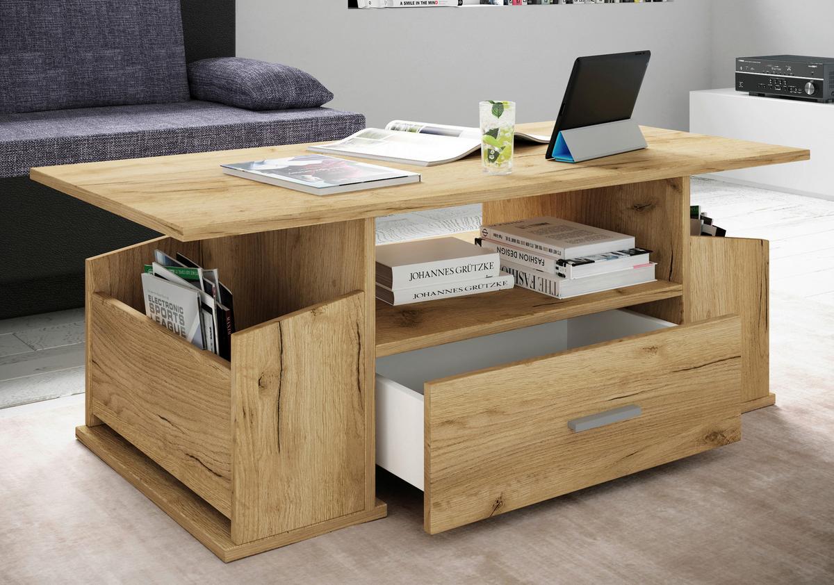 COUCHTISCH JUNATA - Honigeiche/Grau, Design, Holzwerkstoff/Kunststoff (110/52/44cm) - MID.YOU