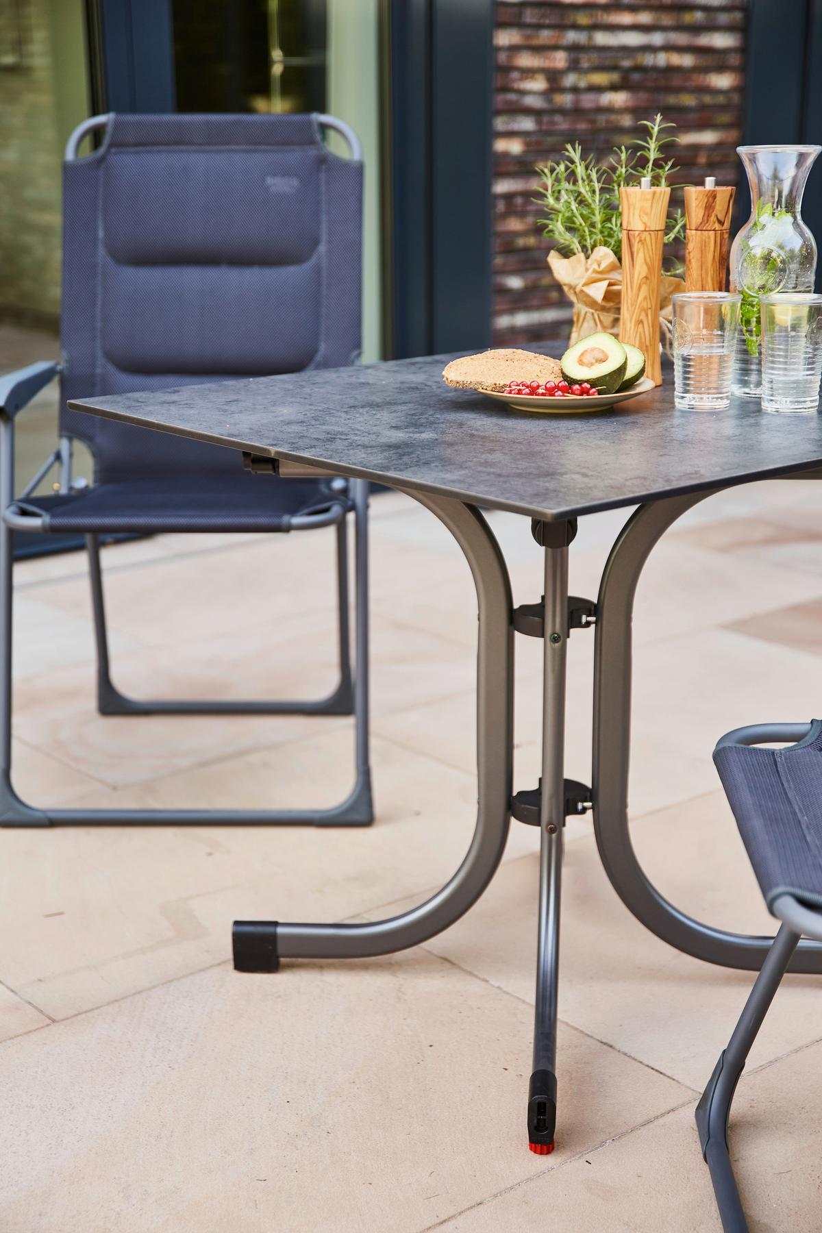 Campingtisch Set Premium mit Klappstühlen - Anthrazit/Schwarz, KONVENTIONELL, Kunststoff/Textil - Siena Garden