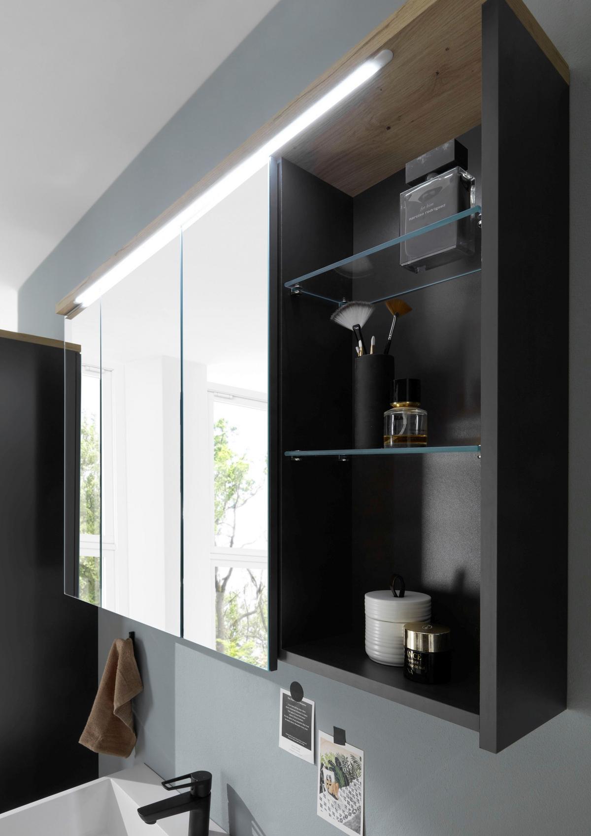 Spiegelschrank Memphis Grau - MODERN, Glas/Holzwerkstoff (110/70/23cm) - Mömax