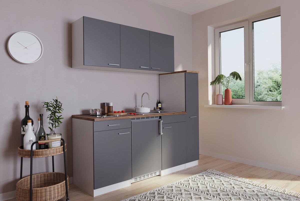 Kuhinjski Blok Z Aparati Economy, Barva Oreha, Siva - siva/bela, Basics, umetna masa/leseni material (180/200/60cm) - Respekta