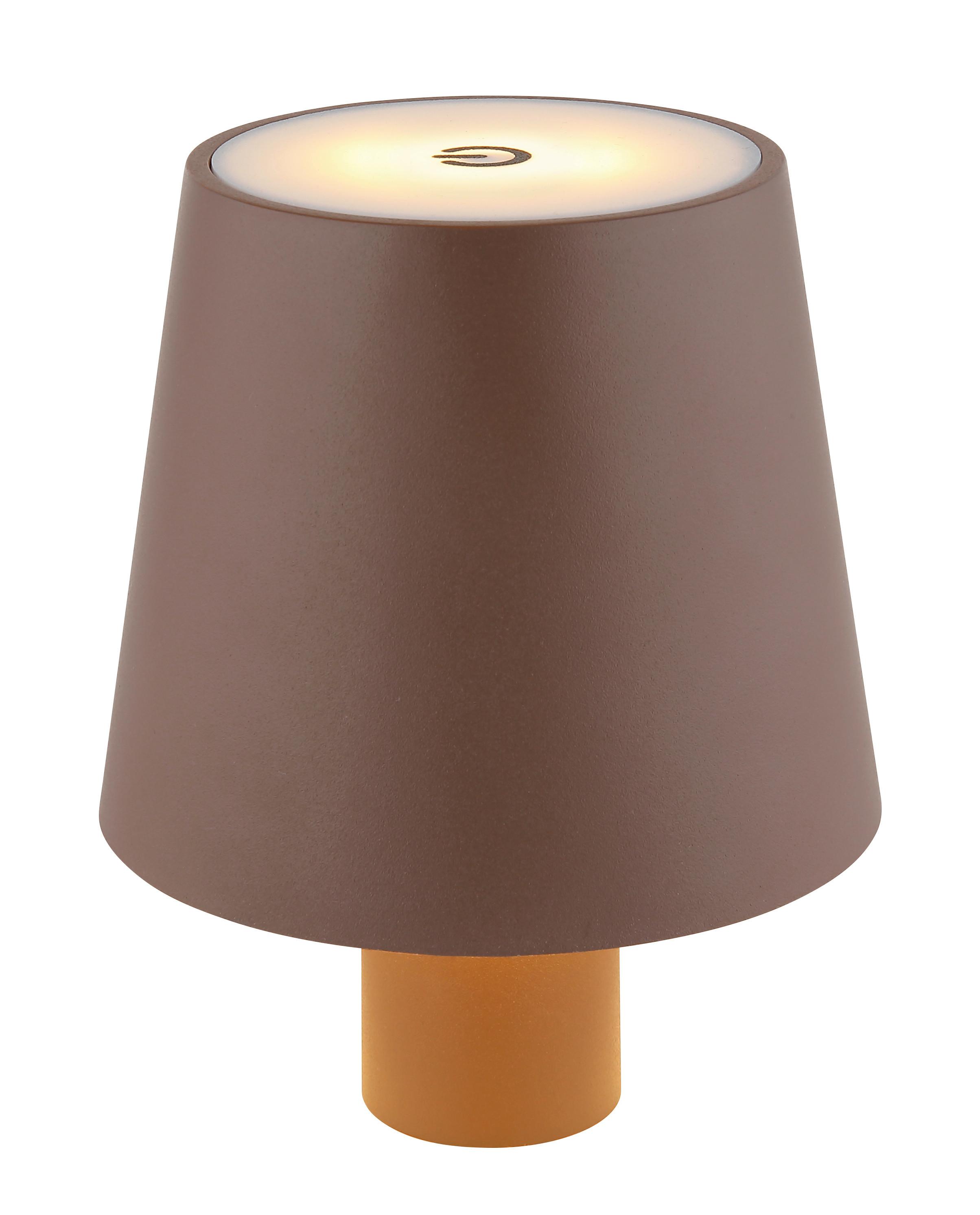 Akku-Tischleuchte Vannie Braun max. 3 Watt - Weiss/Braun, Trend, Kunststoff/Metall (10,6/13cm) - Globo