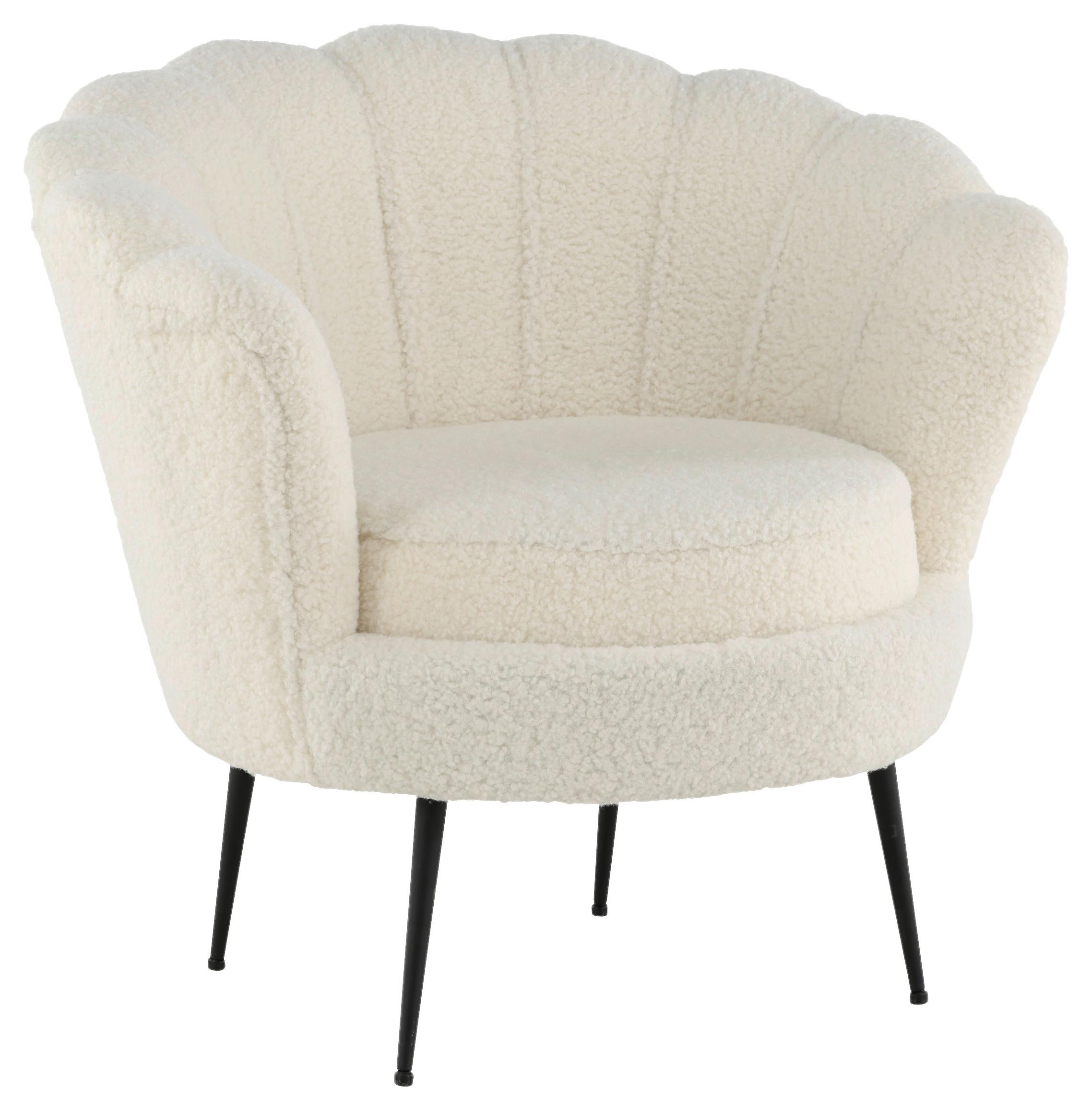 Sessel Calais Teddystoff ca. 83x76 cm Weiß - Schwarz/Weiß, Design, Textil/Metall (83/76/77cm) - Livetastic