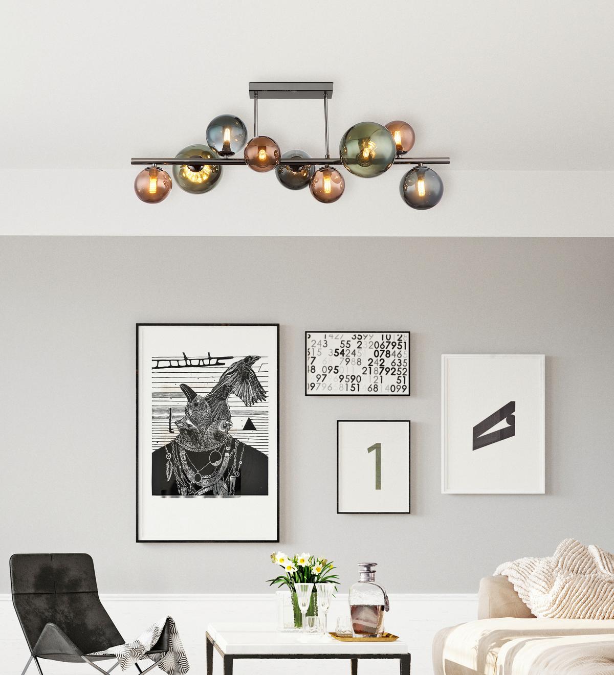 LAMPA SUFITOWA LULA - szary, Design, metal/szkło (87/30/38cm) - Collet's Monde