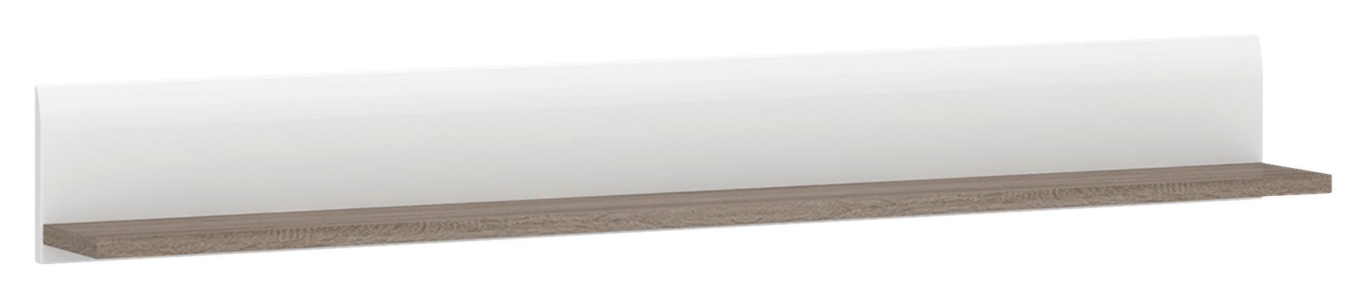 Zidna Polica Linate - bijela visoki sjaj/boje tartuf hrasta, Moderno, drvni materijal (150/19,5/19,9cm) - Modern Living
