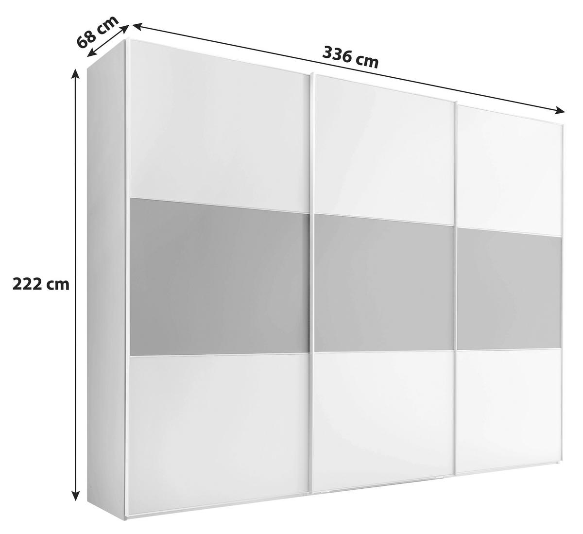 Ormar S Kliznim Vratima Includo - bijela/siva, Moderno, drvni materijal/metal (336/222/68cm) - Premium Living