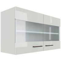 Küchenoberschrank in Lichtgrau glänzend - Schwarz/Grau, MODERN, Holzwerkstoff/Metall (100/54/32cm) - FlexWell