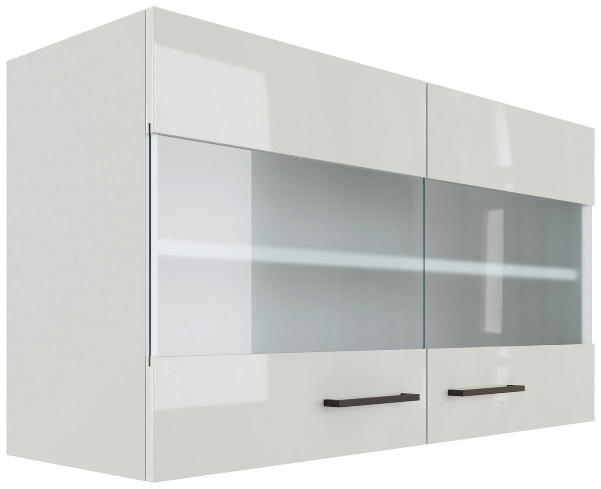 Küchenoberschrank in Lichtgrau glänzend - Schwarz/Grau, MODERN, Holzwerkstoff/Metall (100/54/32cm) - FlexWell