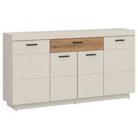 Comodă cu uși LIGHTNING - cașmir/culoare lemn stejar, Modern, material pe bază de lemn (160/88,4/41,6cm) - Modern Living