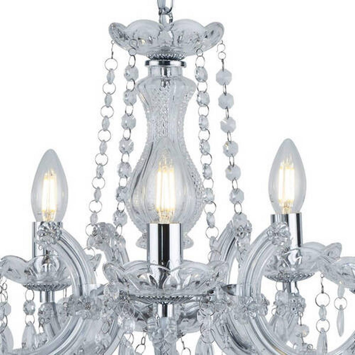 Kristály Függőlámpa 399-5 - krómszínű, Konventionell, műanyag/üveg (48/120cm)