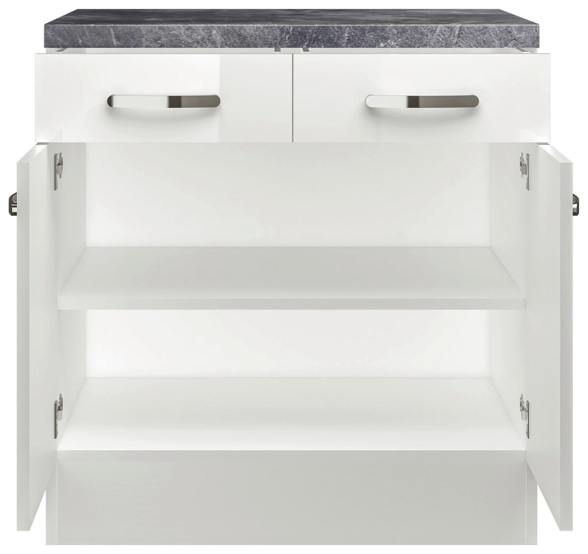 Kuhinjska Spodnja Omarica Alba, Bela, Š. 80 Cm - barve nerjavečega jekla/bela, Moderno, kovina/leseni material (80/86/60cm) - FlexWell