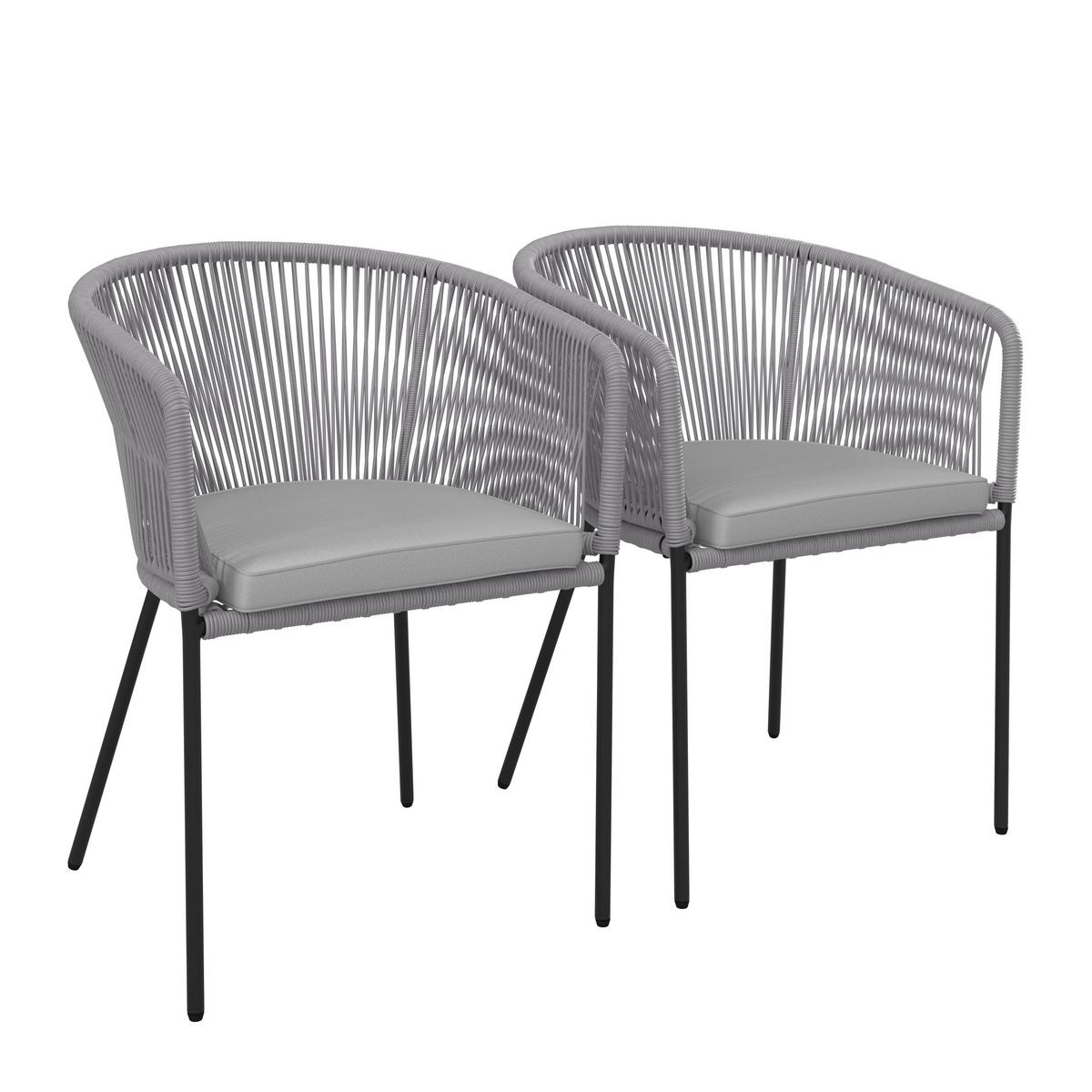 Set Vrtnih Stolov Victor, 2 Kos, Svetlo Siva - črna/svetlo siva, Moderno, kovina/tekstil (56/78/59cm) - Bessagi Garden