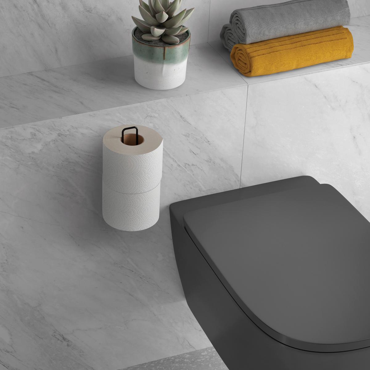 Wc-papír Tartó Lava - fekete, fém (3,5/20/6cm) - Metaltex