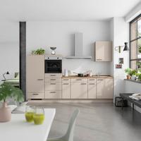 Küchenblock Easytouch Low m. Geräten Sandfarben - Sandfarben/Eichefarben, MODERN, Holzwerkstoff/Metall (300cm) - Nobilia
