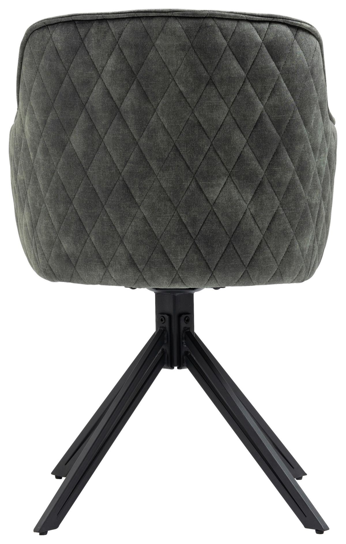 KRZESŁO Z PODŁOKIETNIKAMI SEBA - czarny/ciemnozielony, Modern, metal/tkanina (58/83/60cm) - Livetastic