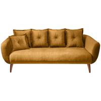 3-Sitzer-Sofa Baggio Gelb Velours - Gelb/Buchefarben, MODERN, Holz/Textil (236/94/103cm) - Livetastic