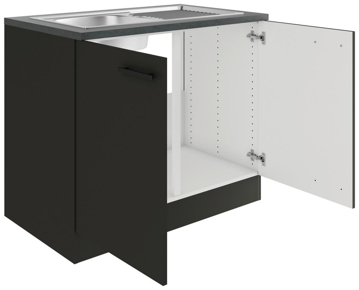 SZAFKA POD ZLEWOZMYWAK OPTIKULT - antracytowy/czarny, Basics, materiał drewnopochodny/metal (100/84,8/60cm) - Optifit