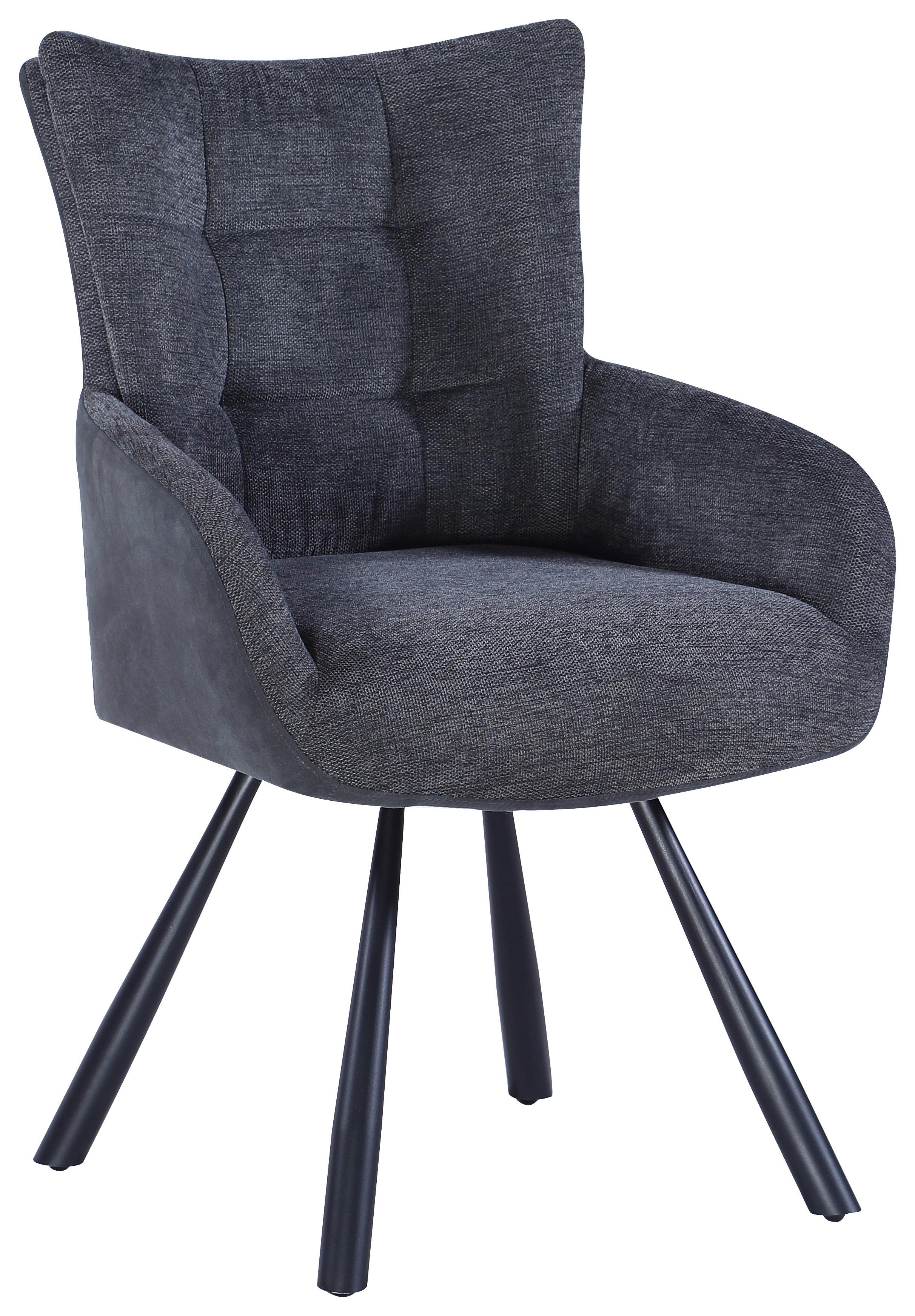 KRZESŁO Z PODŁOKIETNIKAMI JULIUS   -HOM IN- - szary, Design, metal/tkanina (60/90/63cm) - Hom`in