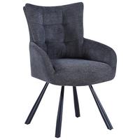 KRZESŁO Z PODŁOKIETNIKAMI JULIUS   -HOM IN- - szary, Design, metal/tkanina (60/90/63cm) - Hom`in