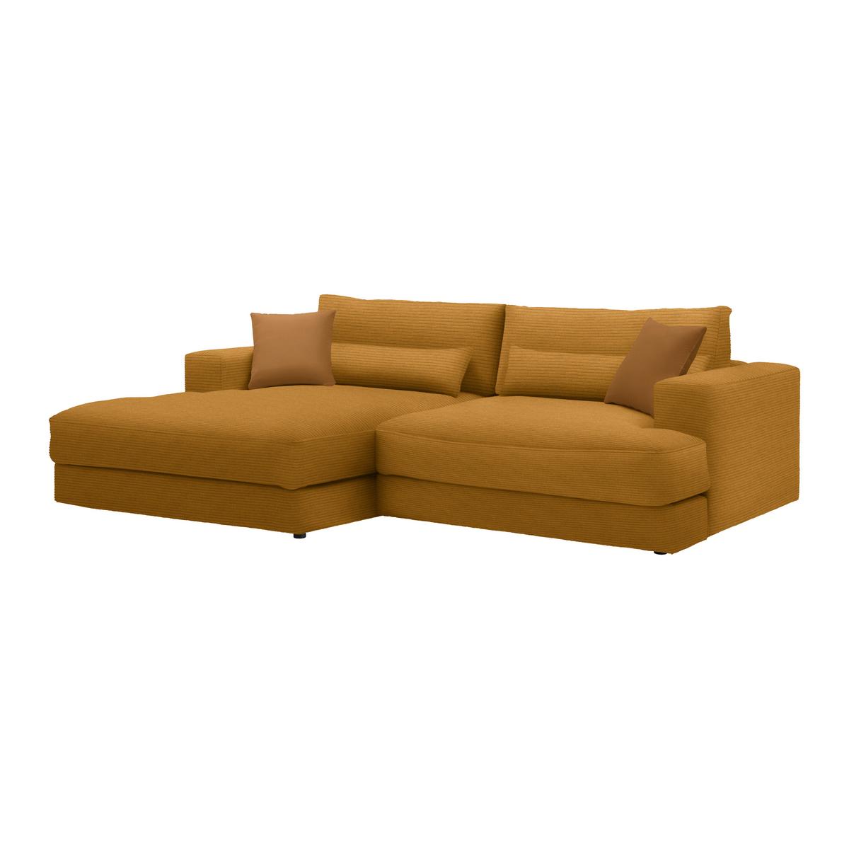 Ecksofa Fabiona links Senfgelb - Senfgelb/Schwarz, MODERN, Holz/Kunststoff (194/85/268cm) - Premium Living