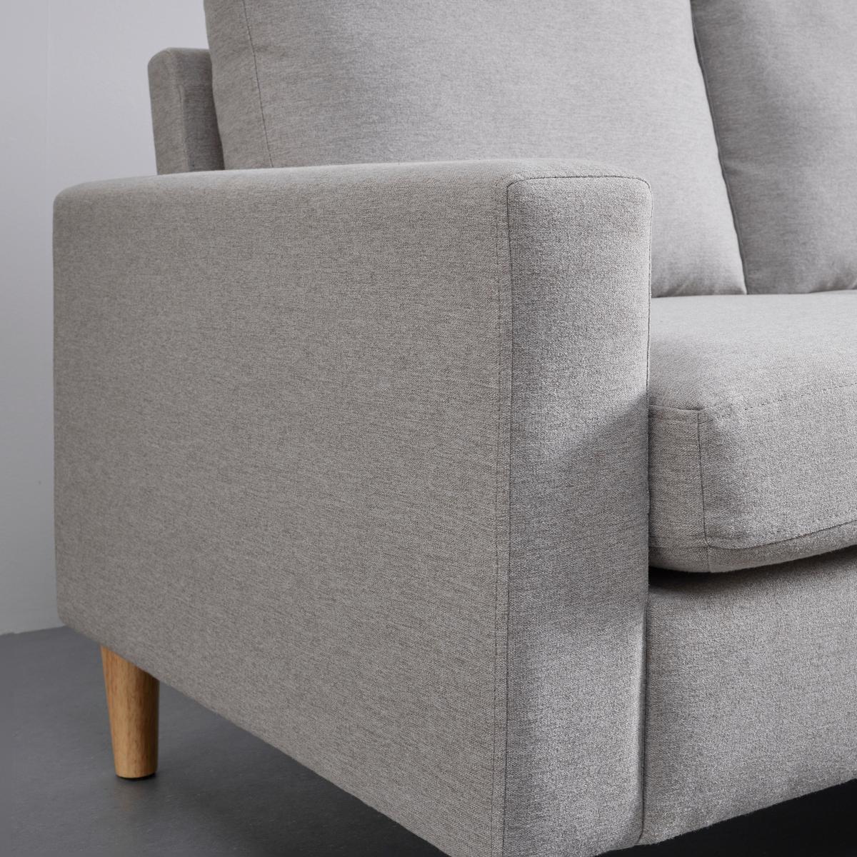 Wohnlandschaft Neomie Hellgrau Leinenoptik - Hellgrau/Naturfarben, Modern, Holz/Textil (198/86/78-135cm) - Bessagi Home