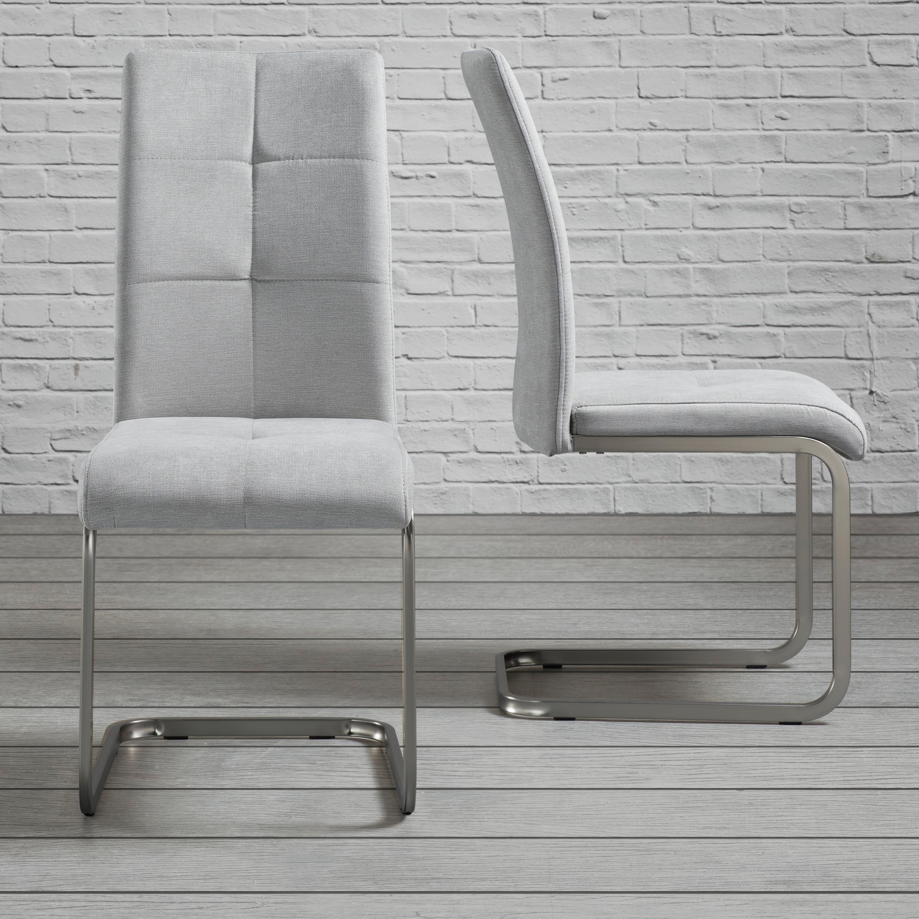 Schwingstuhl Lucie Hellgrau Webstoff Gepolstert - Chromfarben/Hellgrau, MODERN, Holz/Textil (42,5/98/45cm) - Bessagi Home