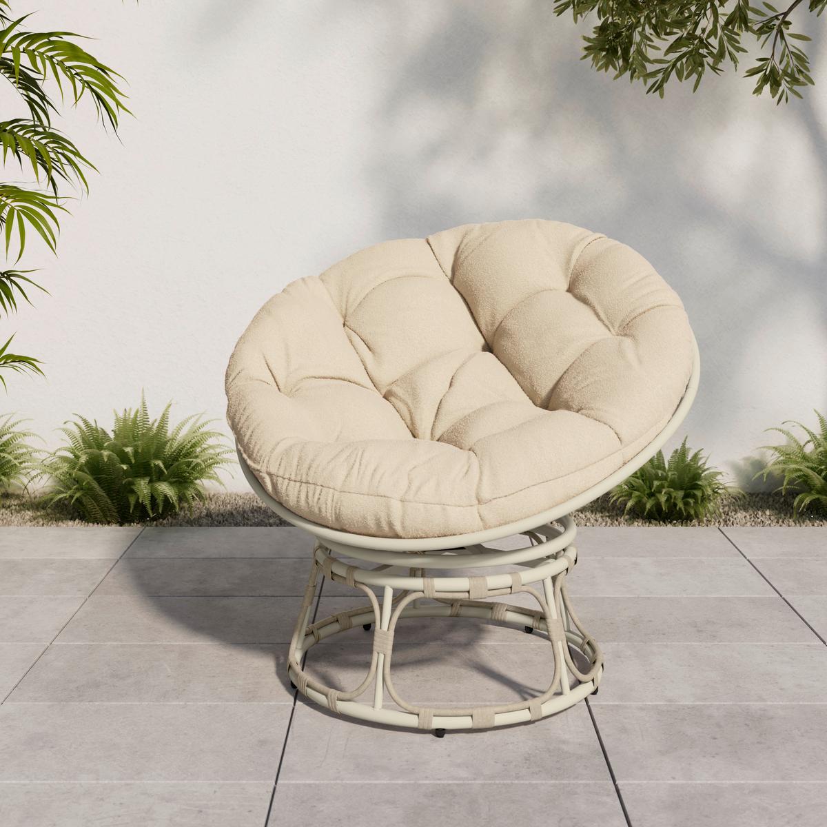 Garten-Relaxsessel Hermi Beige - Beige, Basics, Kunststoff/Textil (99/82/99cm)