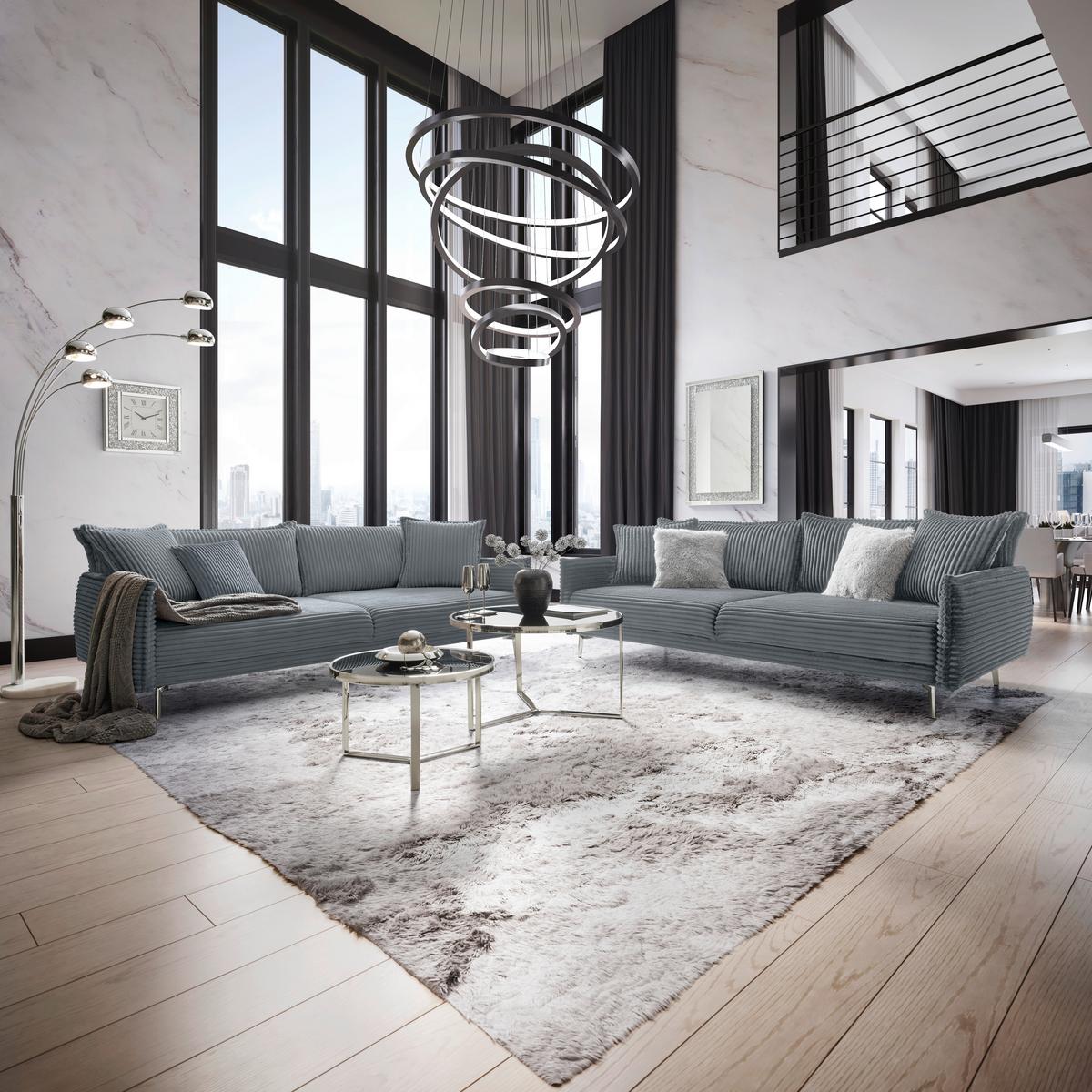 Mega Sofa Kiss - plavkastosiva/boje kroma, Moderno, drvo/metal (241/90/117cm) - Mömax