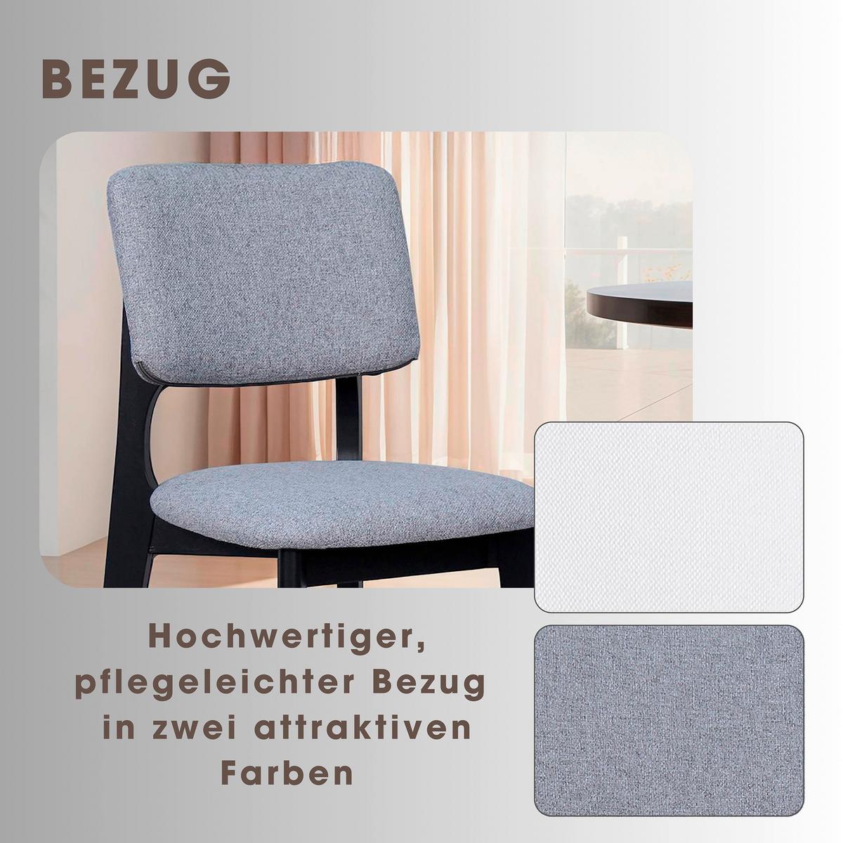 STUHL-SET ELSA - Schwarz/Grau, MODERN, Holz/Textil (48/87/54cm) - MID.YOU