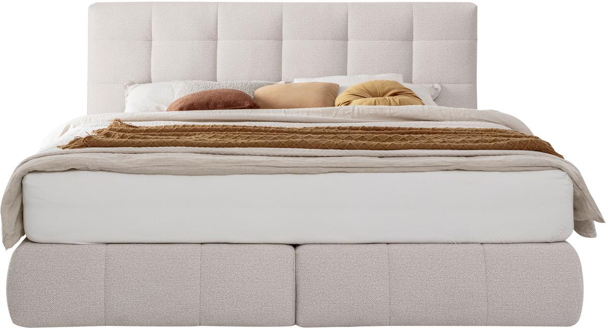 Boxspringbett Lavenito Weiß ca. 160x200cm - Schwarz/Weiß, KONVENTIONELL, Textil (160/200cm) - Premium Living