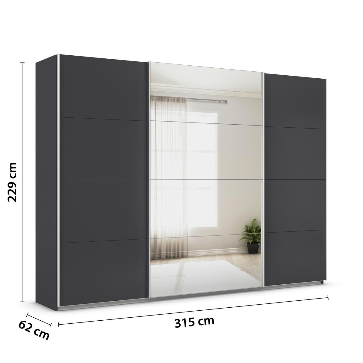 DULAP USI CULISANTE FELDKIRCH - argintiu/antracit, Modern, material pe bază de lemn (315/229/62cm)