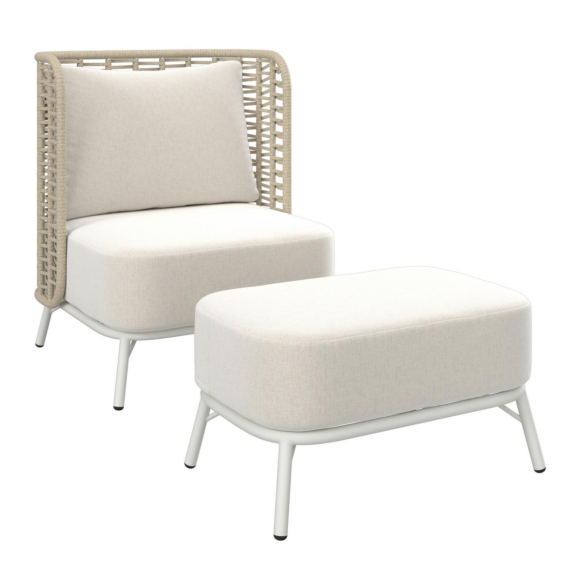 Scaun set Iska - alb/crem, Modern, metal/textil (76/91/73cm) - Bessagi Garden