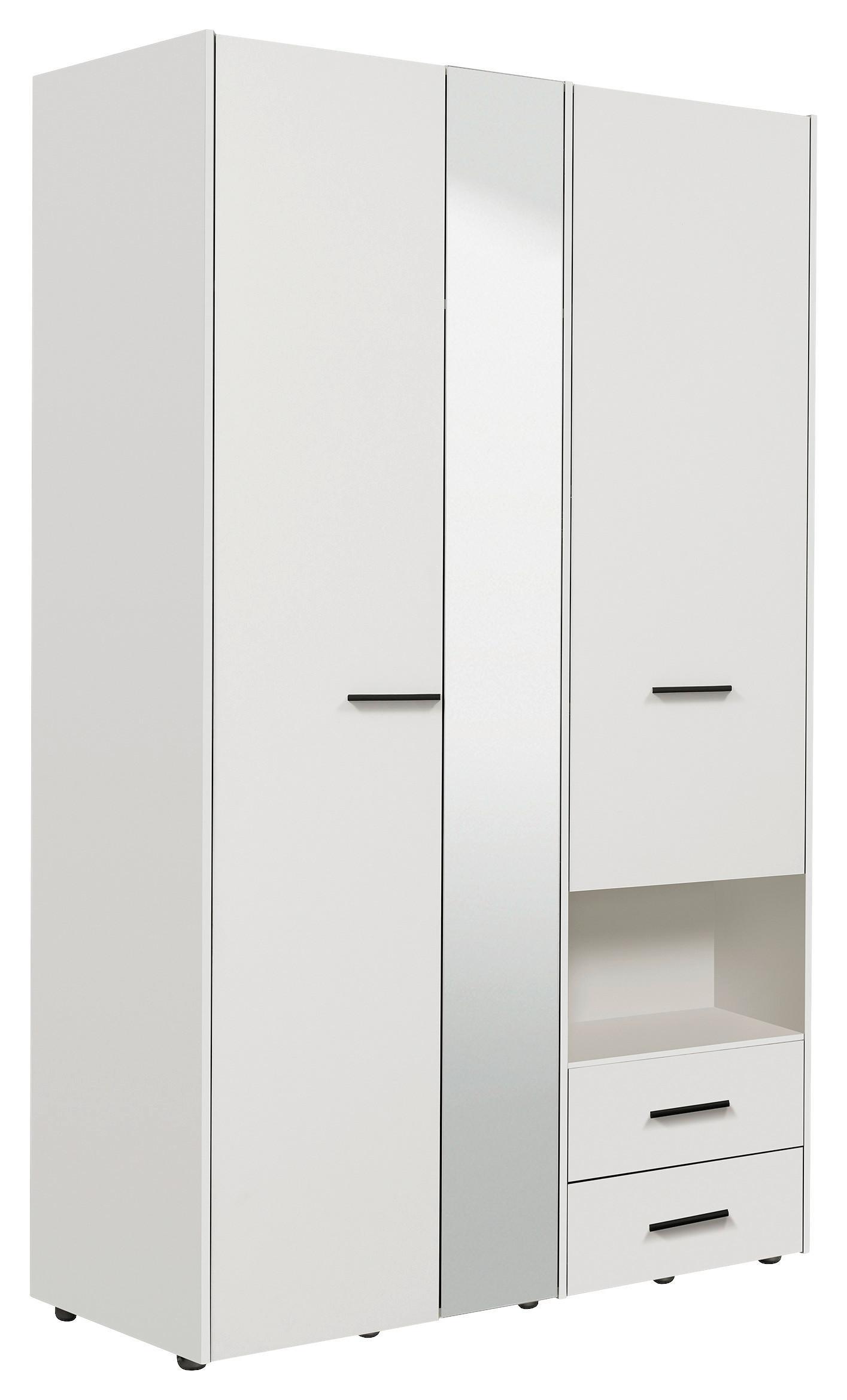 GARDEROB LEON - vit/svart, Klassisk, trämaterial/plast (127,5/205,5/54cm) - Mömax