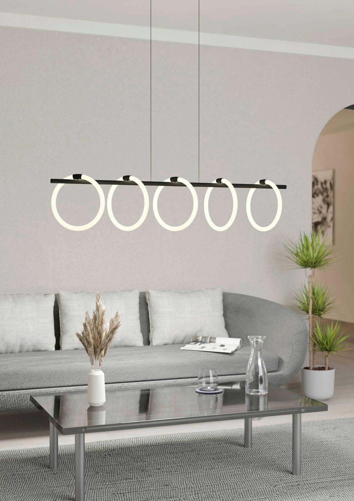 Led-hängeleuchte 900563_caranacoa - Weiss/Schwarz, Design, Kunststoff/Metall (117/23/110cm) - Eglo