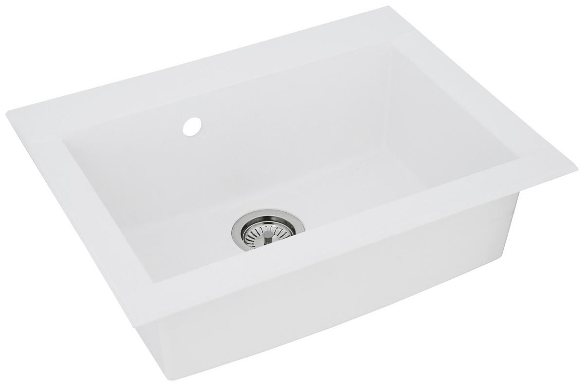 Einbauspüle Ohio ca. 66x21x50 cm Weiß - Weiß, Trend, Glas/Kunststoff (66/21/50cm) - Respekta