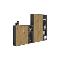 AKTENSCHRANK OFFICE EDITION - SW SET 4 - Anthrazit/Eiche Artisan, MODERN, Holzwerkstoff (128,5/185,6/33cm) - MID.YOU