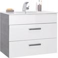 Waschtischkombi in Weiß/Anthrazit - Chromfarben/Mooreichefarben, MODERN, Keramik/Holzwerkstoff (81/67/51cm) - PREMIUM LIVING