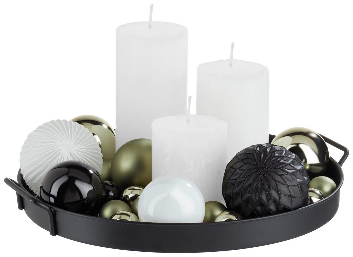 Dekotablett in Schwarz - Schwarz, Metall (33,5/30,5/3,5cm) - Modern Living