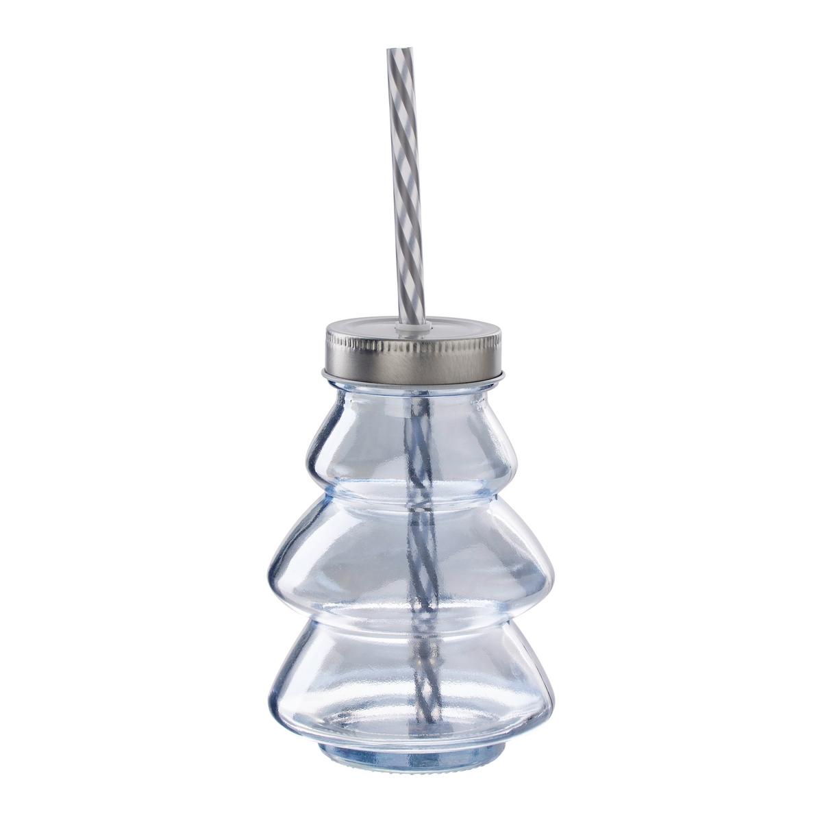 Trinkflasche Jeannine Silberfarben - Silberfarben, KONVENTIONELL, Glas/Kunststoff (8/11cm) - Modern Living