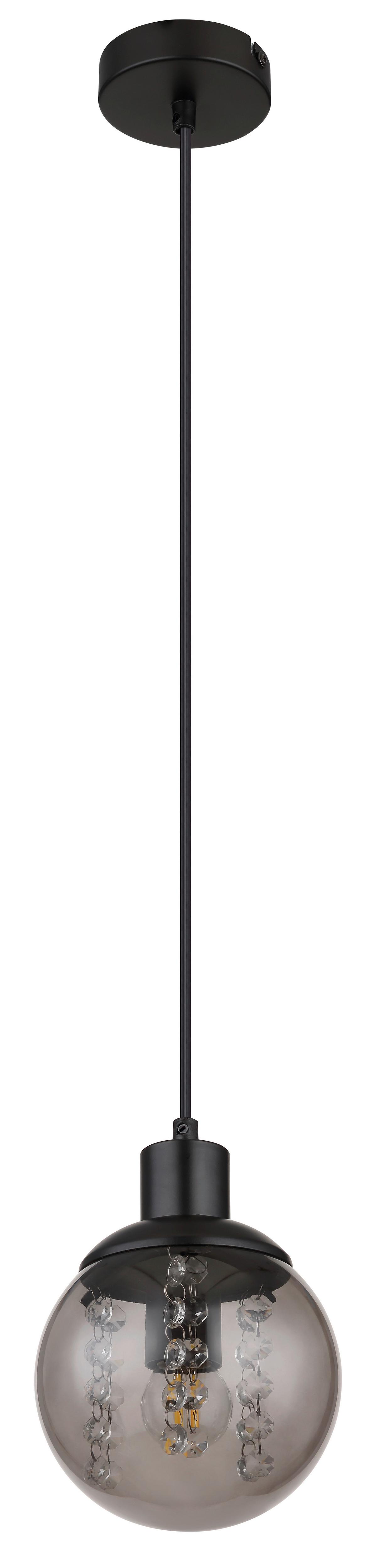 Hängeleuchte Richard Klar/Schwarz max. 25 Watt - Klar/Schwarz, Design, Glas/Kunststoff (15/150cm) - Globo
