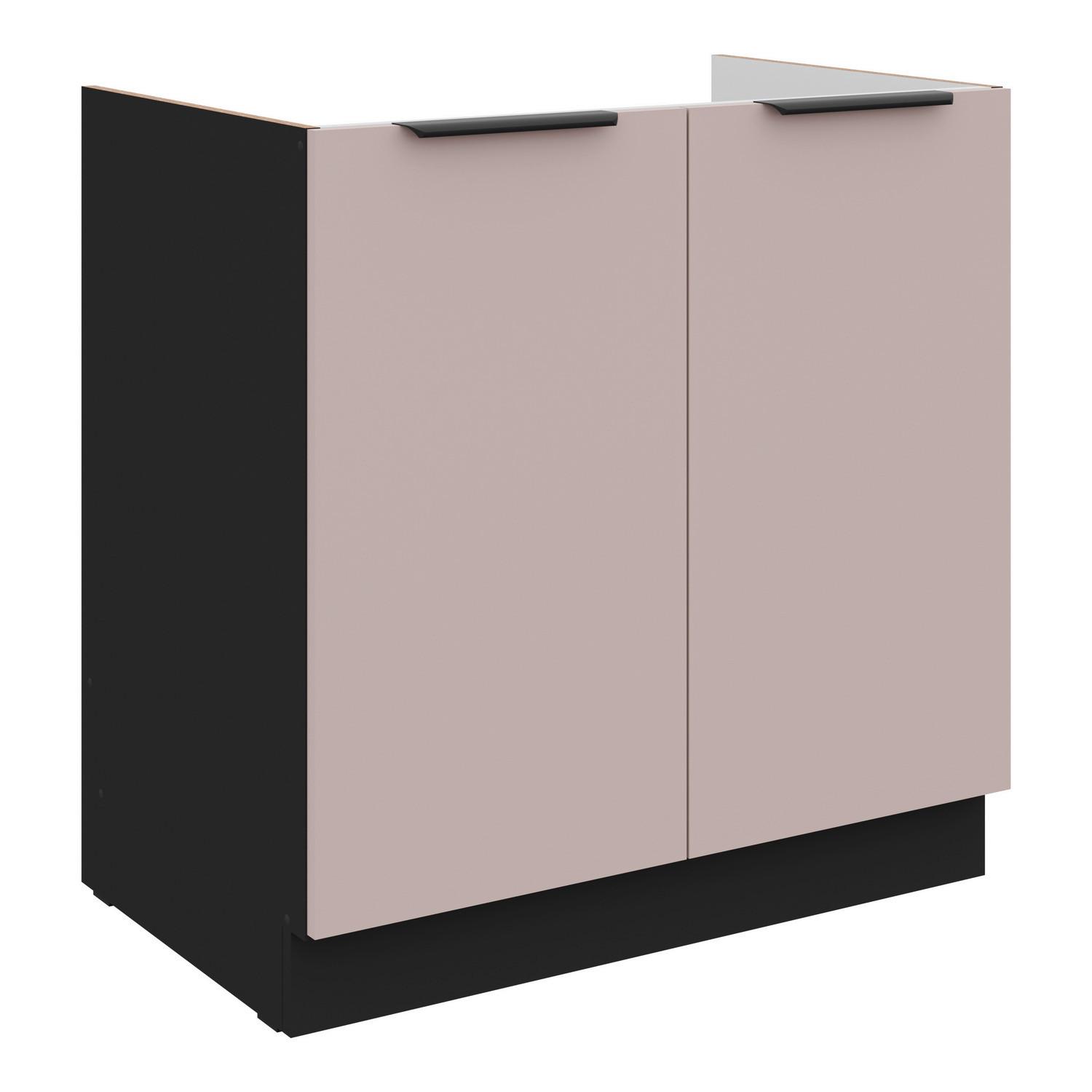 Baza 80 Za Sudoper 2 Vrata Arona - bež/crna, Moderno, drvni materijal/metal (80/82/52cm)