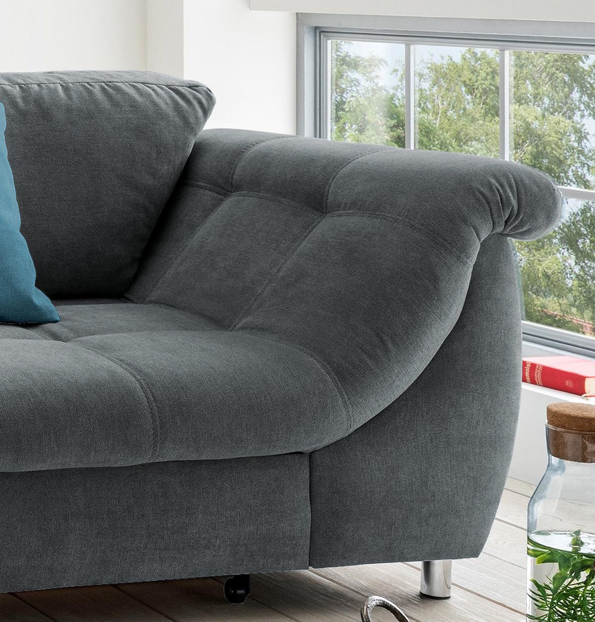 Sedežna Garnitura Agira, Antracit, Ležišče - barve kroma/modra, Design, umetna masa/tekstil (190/250cm) - Modern Living
