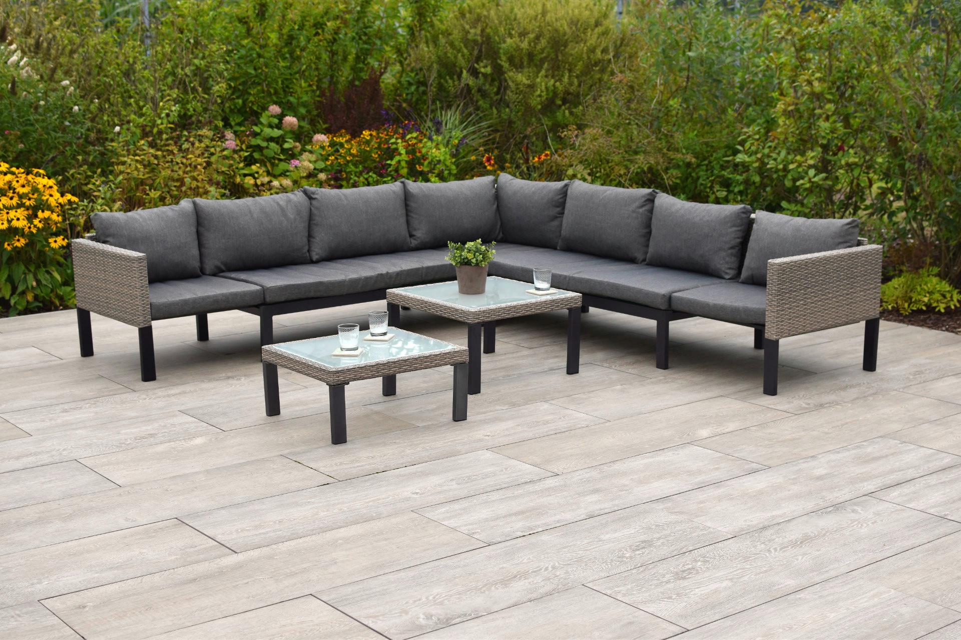 Lounge Garnitura Amantea, Raztegljiva - bež, Moderno, kovina/umetna masa (200/200cm) - Gardenson
