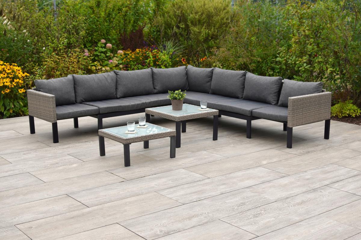 Lounge Garnitura Amantea, Raztegljiva - bež, Moderno, kovina/umetna masa (200/200cm) - Gardenson