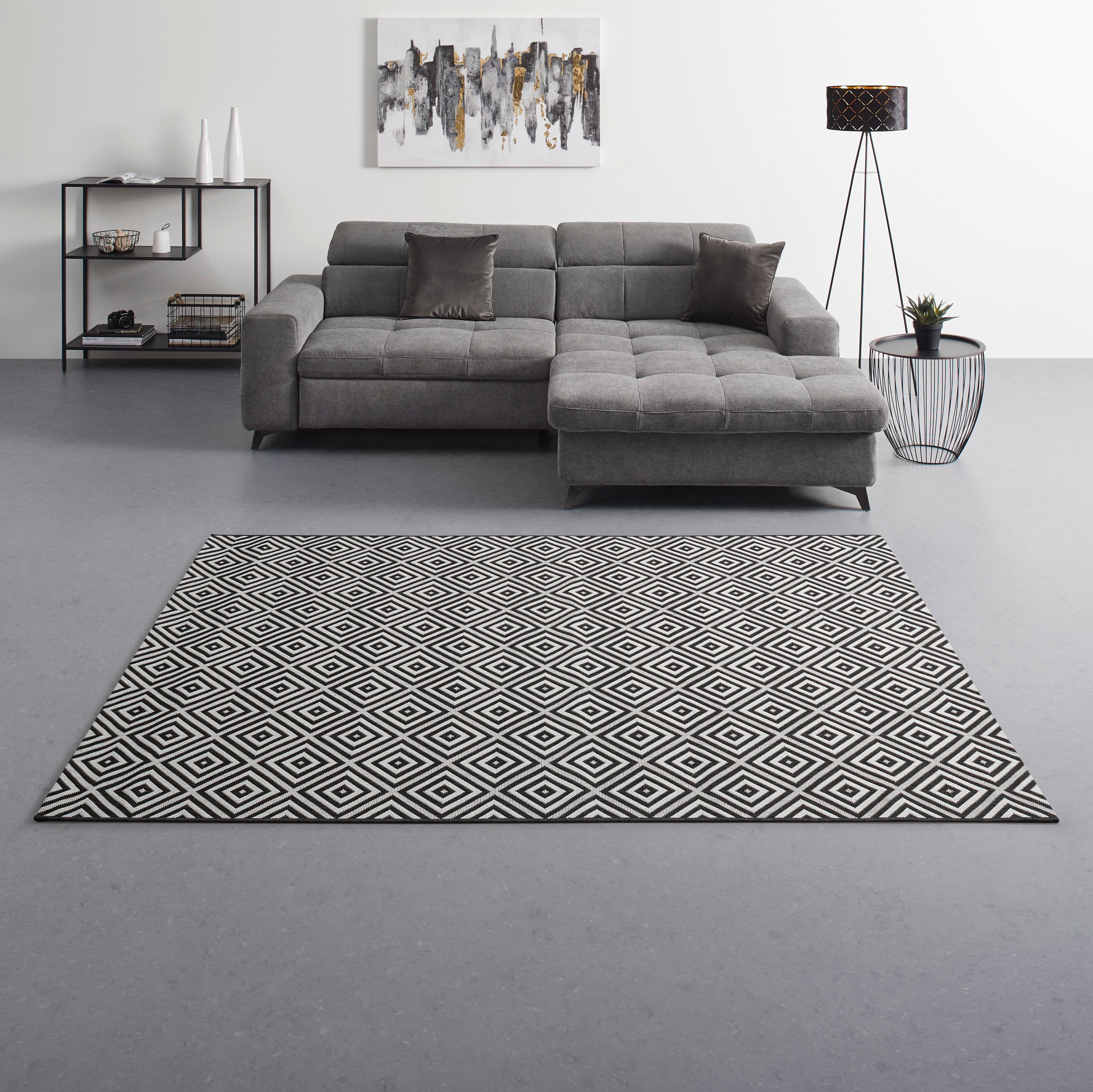Covor cu țesătură plată Noah 1 - alb/negru, Modern, plastic (190/250cm) - Mömax