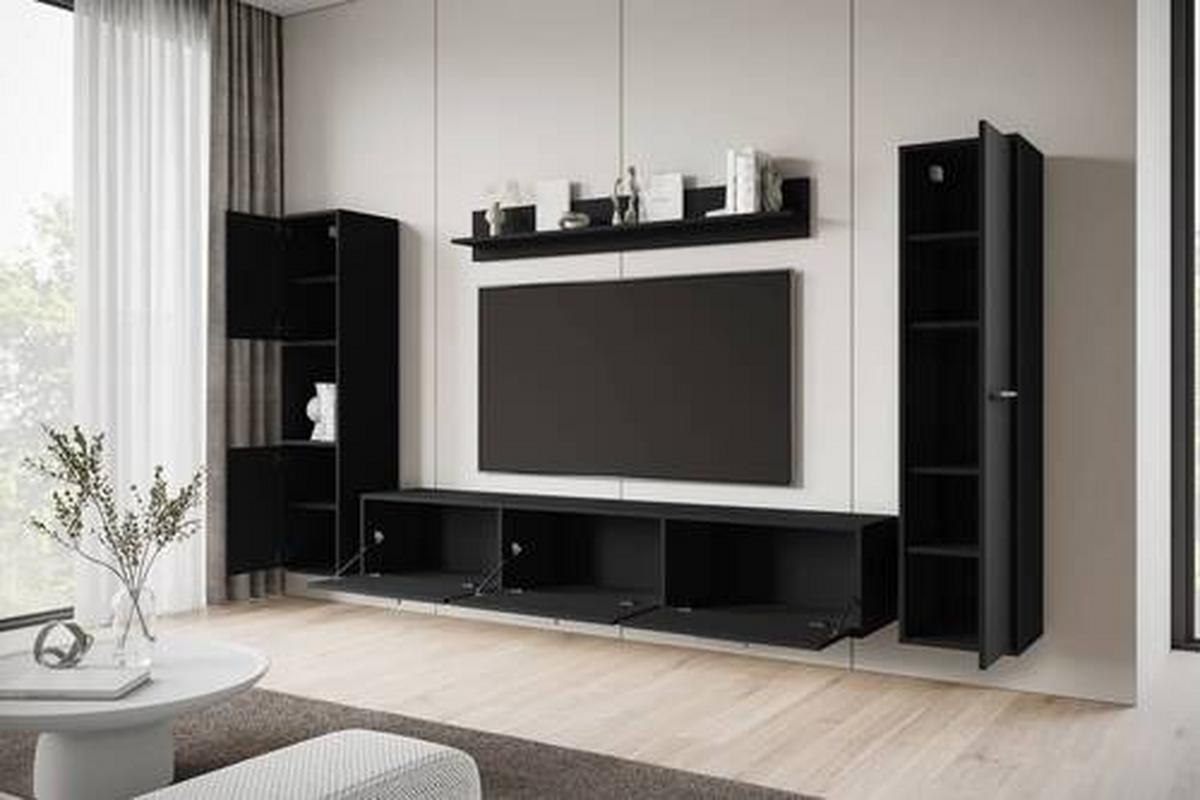 WOHNWAND BOGOTA XL SCHWARZ - Schwarz, Basics, Holzwerkstoff/Kunststoff (240/130/31cm) - MID.YOU