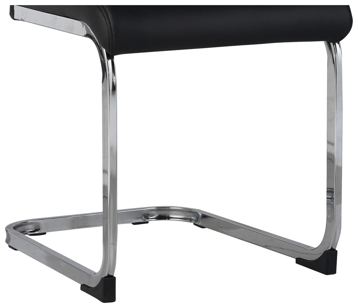 KRZESŁO NA PŁOZIE LEANDER - czarny/kolor chromowy, Design, metal/tkanina (42/99/56cm) - P & B