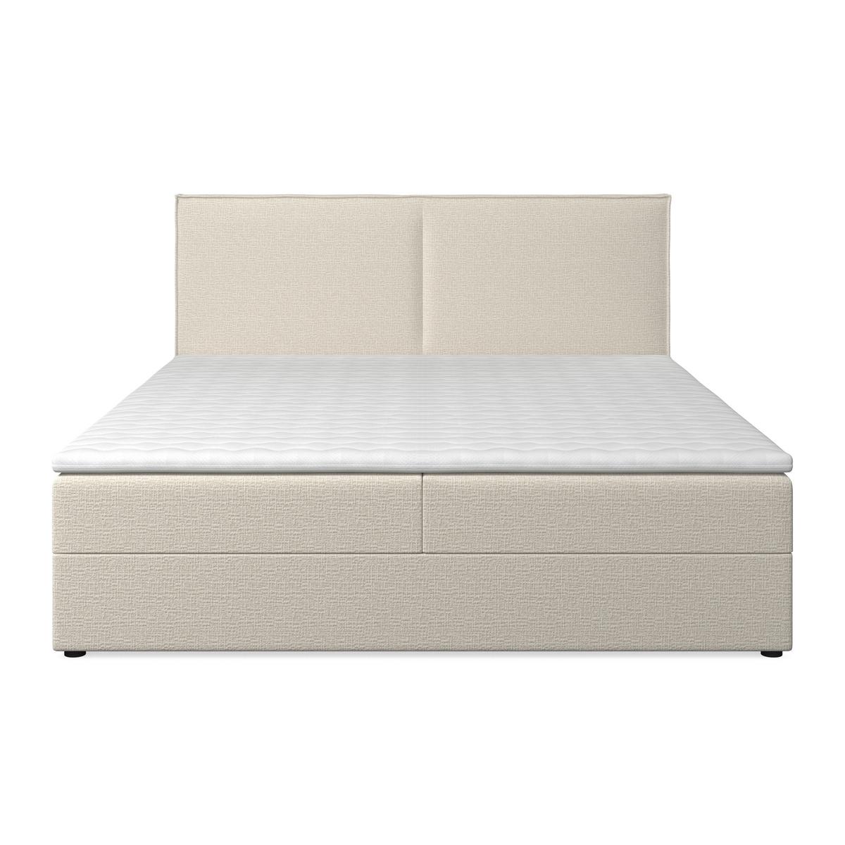 Boxbett Imola ca. 180x200 cm Creme inkl. Topper - Creme/Schwarz, Modern, Holz/Kunststoff (180/200cm) - Bessagi Home