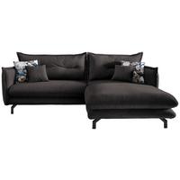 Wohnlandschaft Lava Anthrazit Velours - Türkis/Anthrazit, MODERN, Textil/Metall (255/180cm) - Livetastic