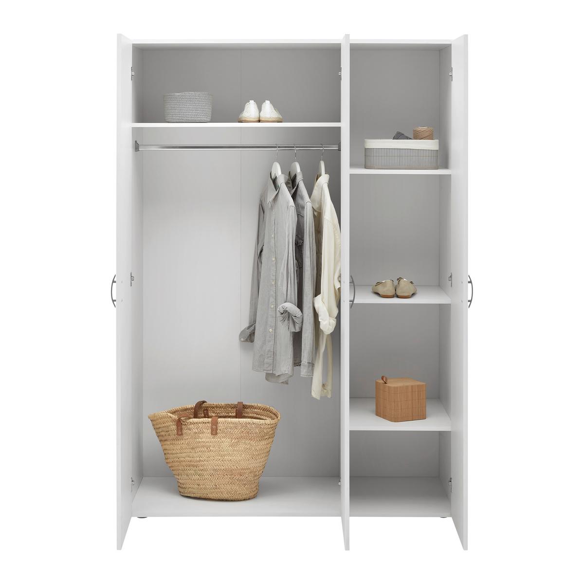 Kleiderschrank Joe Weiß - Weiss/Alufarben, Konventionell, Holzwerkstoff/Kunststoff (121/177/51cm) - Based