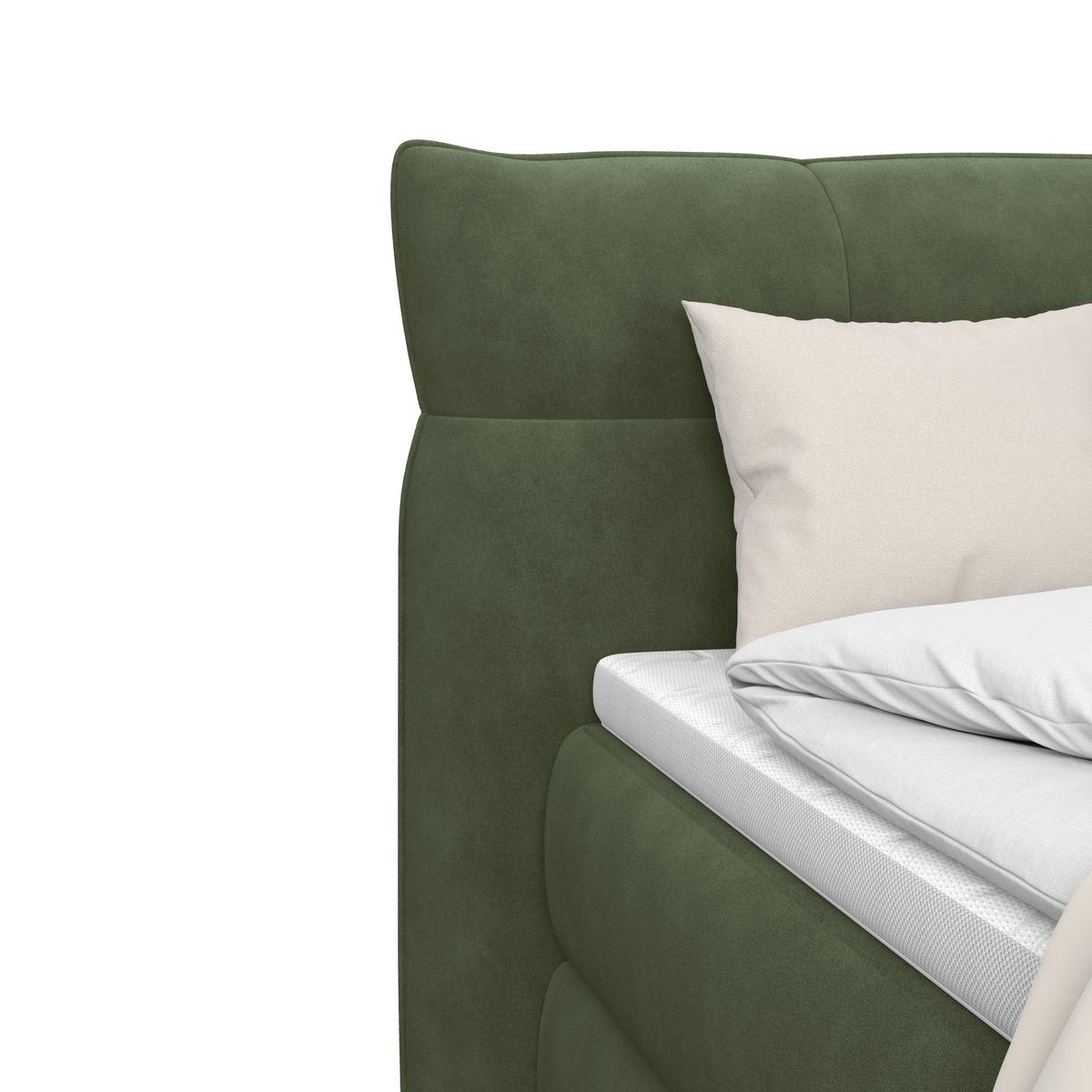 Boxspring Krevet Carmelo - tamno zelena/crna, Trend, tekstil/plastika (140/200cm) - Premium Living